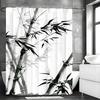 Chinese Ink Painting Bamboo Shower Curtain, Bathroom Decorative Shower Curtain, Waterproof Shower Curtain with Hooks