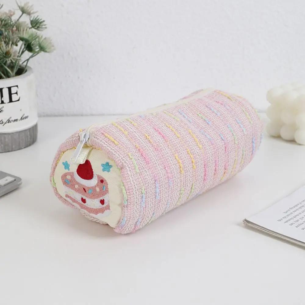 Portable Pink Pen Bag Soft Touch Large Capacity Pen Box Storage Bag School Office