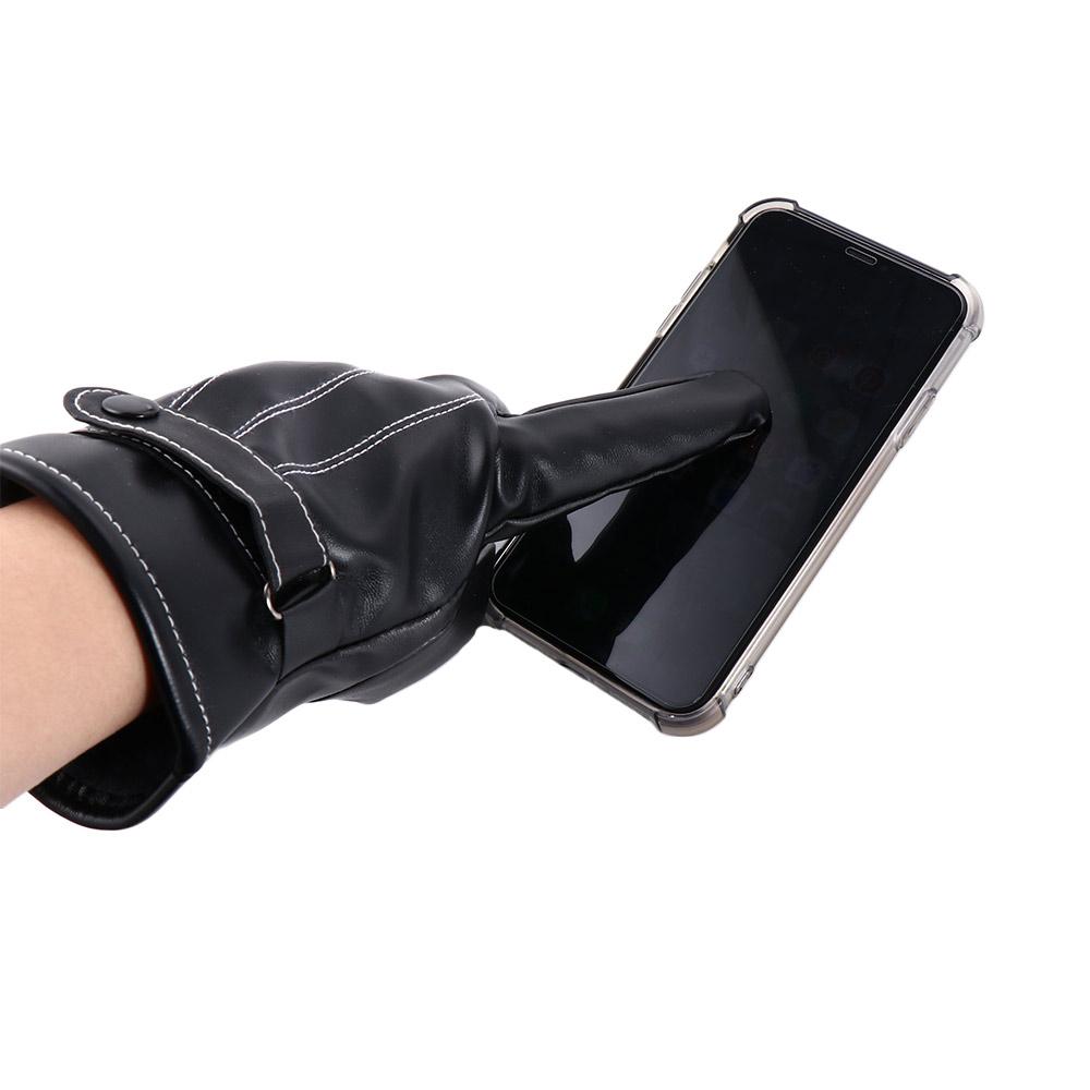 Thermal Men Motorcycle Leather Gloves Winter Autumn Screen Mittens Full Finger Gloves Gloves