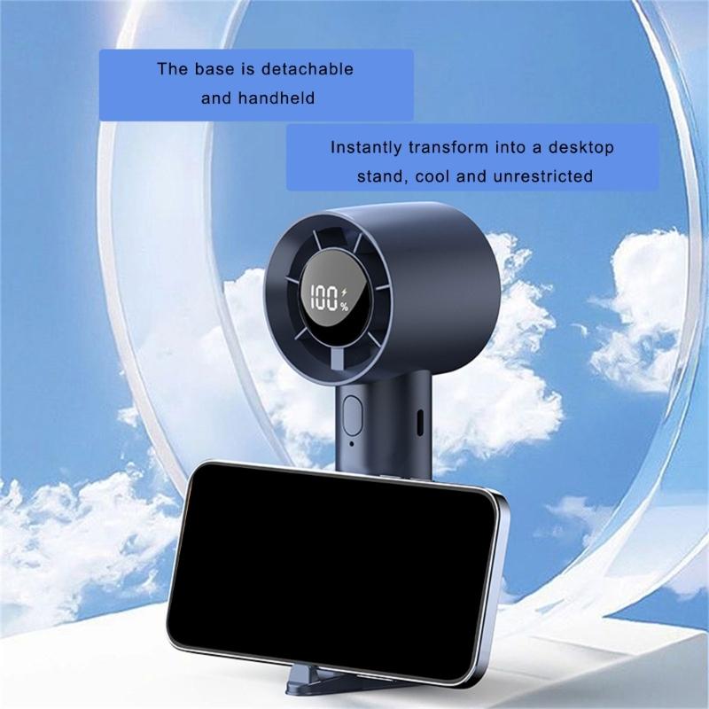 USB Rechargeable Handheld Fan Electric Adjustable Speed Fan 1200mAh Battery Cooling Device with LED Digital Display