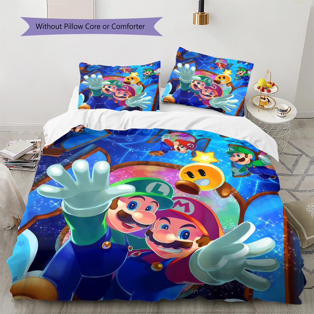 Super Mario Pattern Bedding Quilt Set  Home Decoration  Gift (1 * duvet cover + 2 * pillowcase  without core)