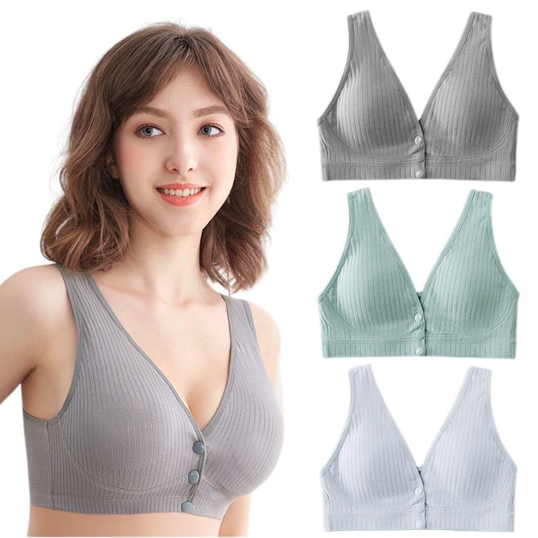 

Комплект для кормления для беременных из бюстгальтера спереди и мягкого тусклого [PuuKuu], Бюстгальтер, Бюстгальтер, 3, Без косточек, Открывающийся, Хлопок, До- Послеродовой, Однотонный, (2XL, Серый,