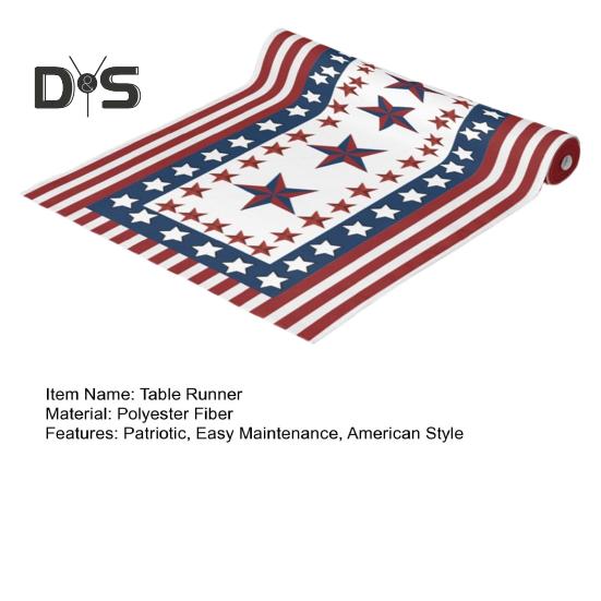 Tischläufer zum 4. Juli, USA-Sterne/Streifen-Muster, Tischläufer, Unabhängigkeitstag, patriotische Dekoration für den Gedenktag, Heimküche, Esstischdekoration