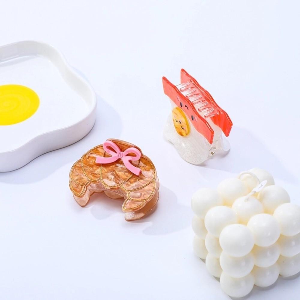 Cute Acetate Hair Crab Clip Toast Delicious Food Claw Clip Lovely Croissant Shark Clip  Daily