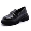 Small leather shoes women's 2025 autumn new British style platform muffin loafers women's black college style foot shoes