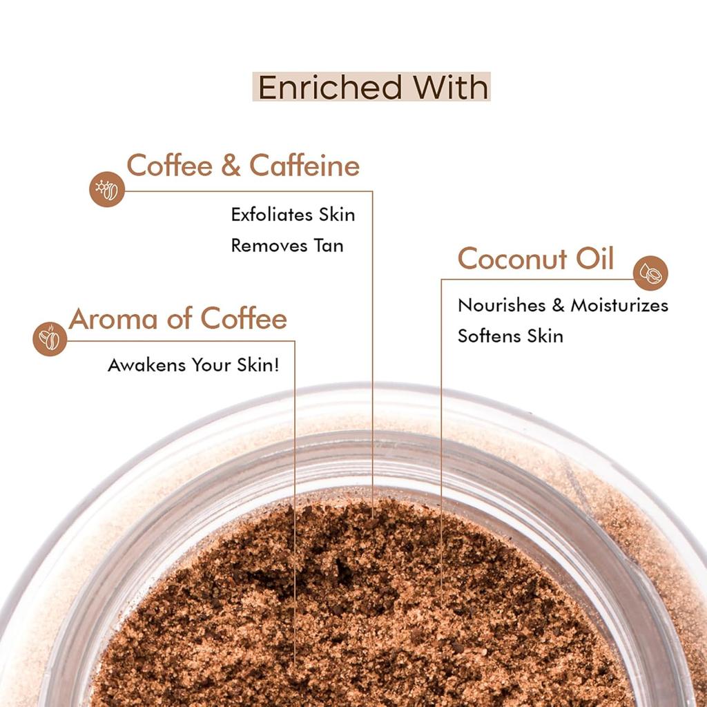 mCaffeine Exfoliating Coffee Body Scrub Powder Jar for Tan Removal Soft Smooth Skin 100Gm