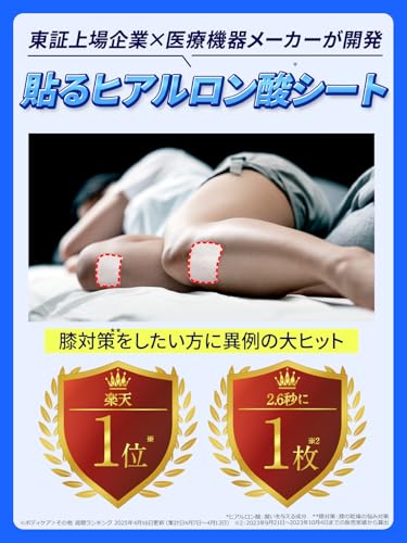 Hyaluronic Acid Knee Patch with Knee Support: Low-Molecular-Weight Hyaluronic Acid Penetrating Sheet "HyaloAid" by Kita no Kaiteki Kobo