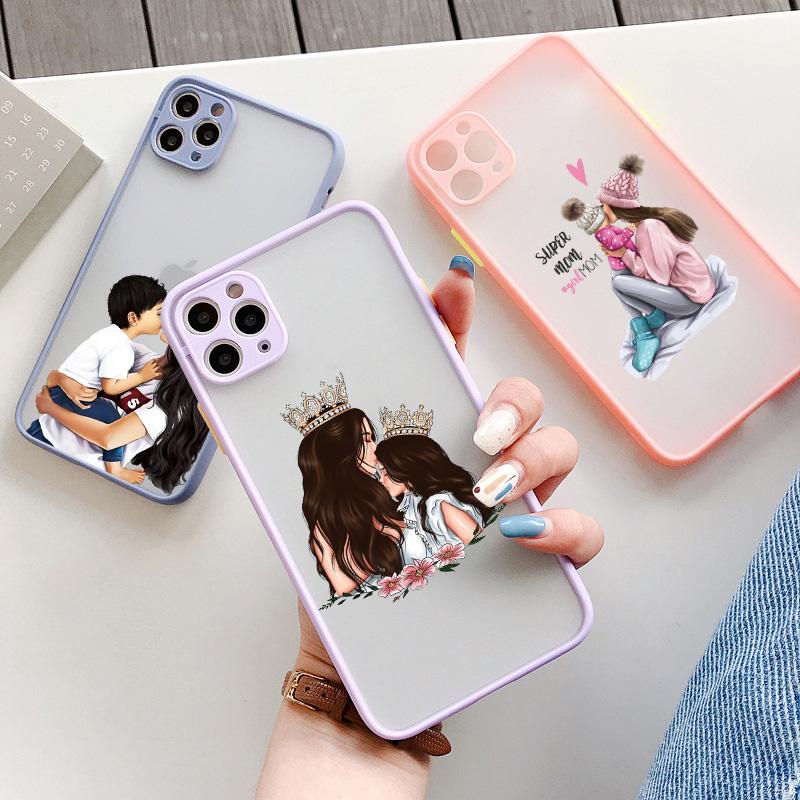 Super Mom Baby Girl Son Shockproof Phone Case For iPhone 13 12 14 15 11 Pro Max Mini 16 15 14 Plus 17 Pro Max Cartoon Back Cover