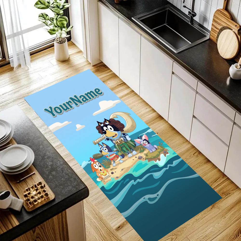 Bluey Customize Your Name Kitchen Rug Runner Rug Laundry Mat Hallway Entryway The Best Gift Choice