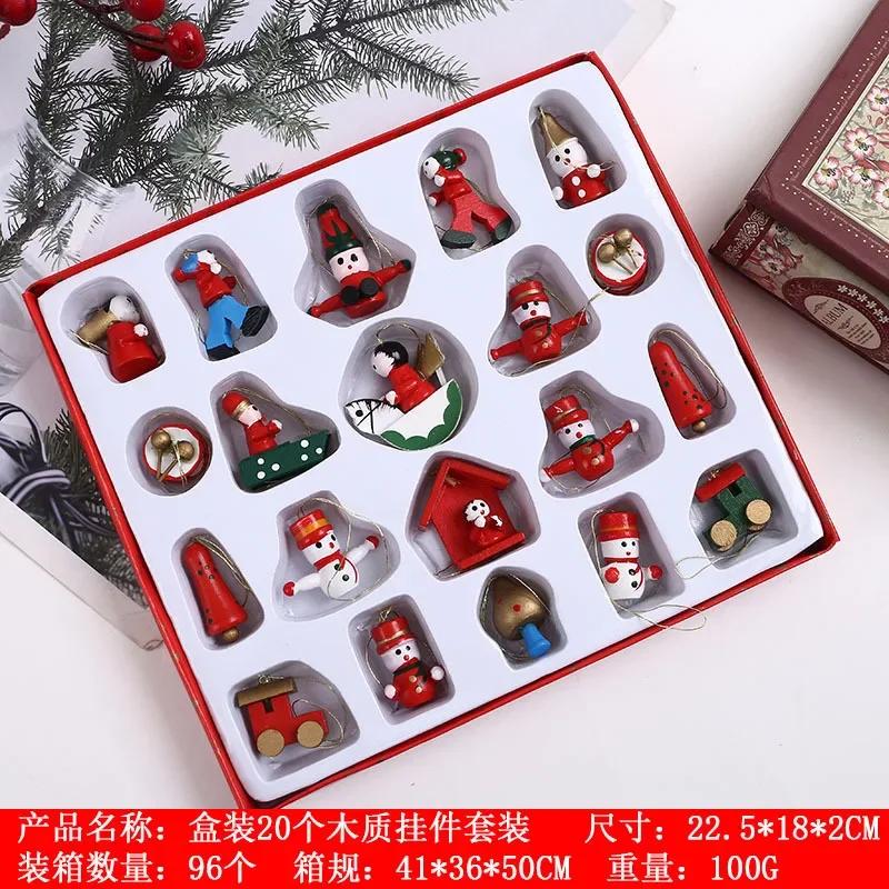 

Set of Handmade Christmas Wooden Ornaments Miniature Christmas Tree Party Decorations