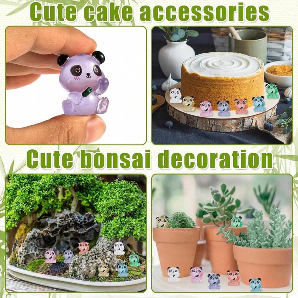 Xiaomi 7/14/21Pcs Luminous Mini Resin Panda Figurines Glow in The Dark Panda Animal Miniature for Landscape Garden Home Decor