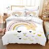 Rainbow Duvet Cover Twin Queen Kawaii Clouds Star Dream Castle Print Comforter Cover Microfiber Cartoon Bedding Set For Boy Girl