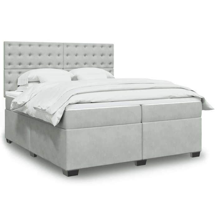 VidaXL Sommier à lattes de lit et matelas Gris clair 200x200cm Velours 3291014