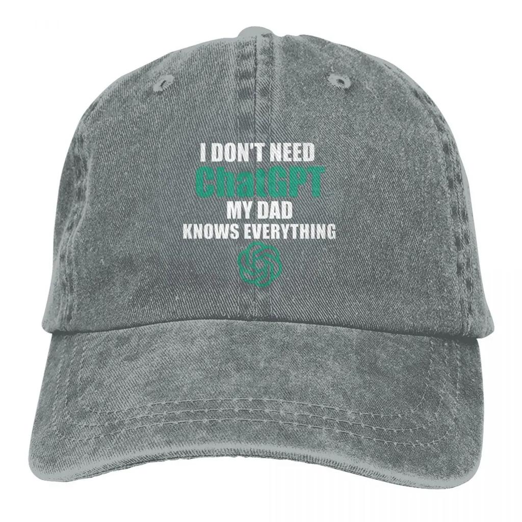Vintage Funny Chatgpt My Dad Knows Everything Baseball Cap Unisex Distressed Denim  Hat Outdoor Running Golf Hats Cap