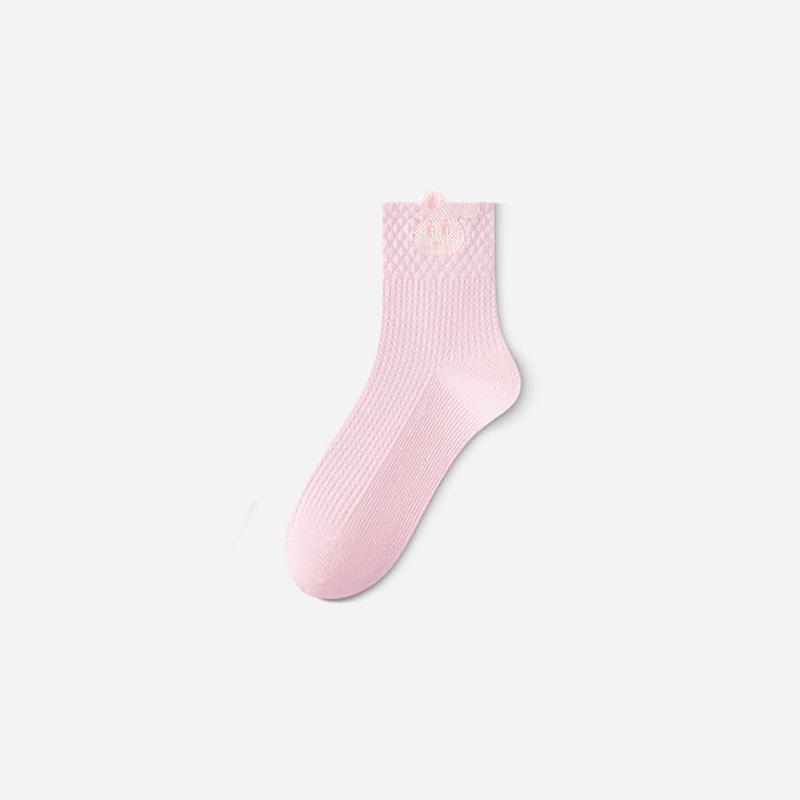 

Zhuji Women s Mid-Calf Pure Cotton Socks - Cute, Sweet, Anti-Odor, Sweat-Absorbent, Versatile One Size рожевий