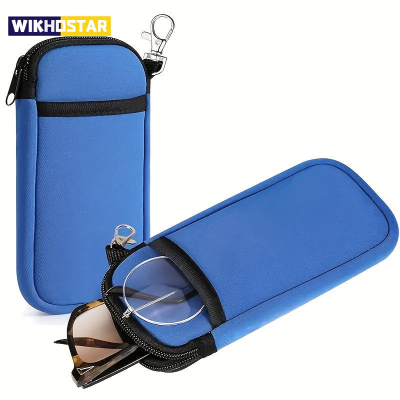 Portable Zipper Soft Glasses Case With Carabiner Sunglasses Case Zipper Eyeglass Pouch Glasses Protective Shell Bag 2 Style