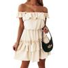 S-XXL New Summer Women's Solid Color Sling Stitching Double Layer Ruffle Dress Long Dress