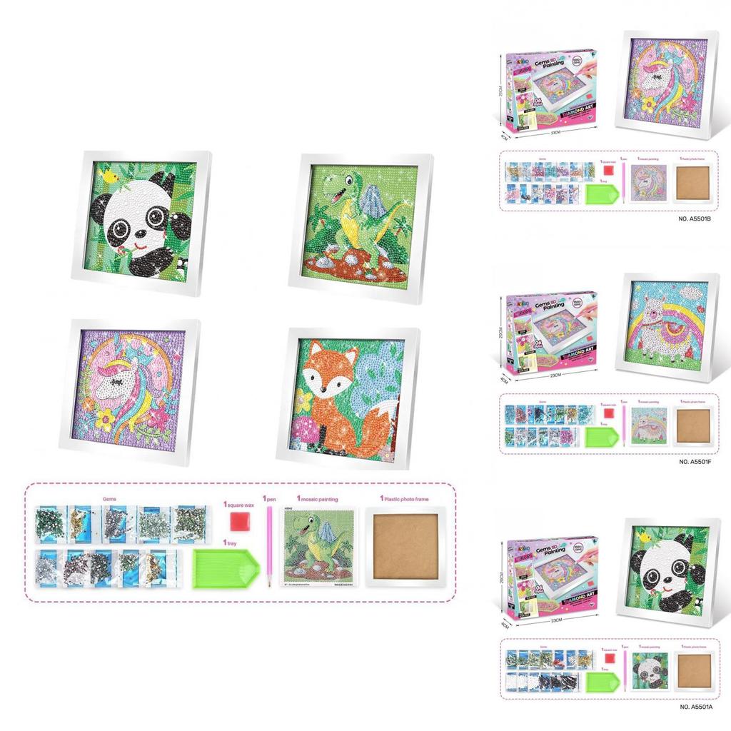 Childrens Craft Rhinestone Dotting Set With Frame Plastic Material For Toddler Art Activities