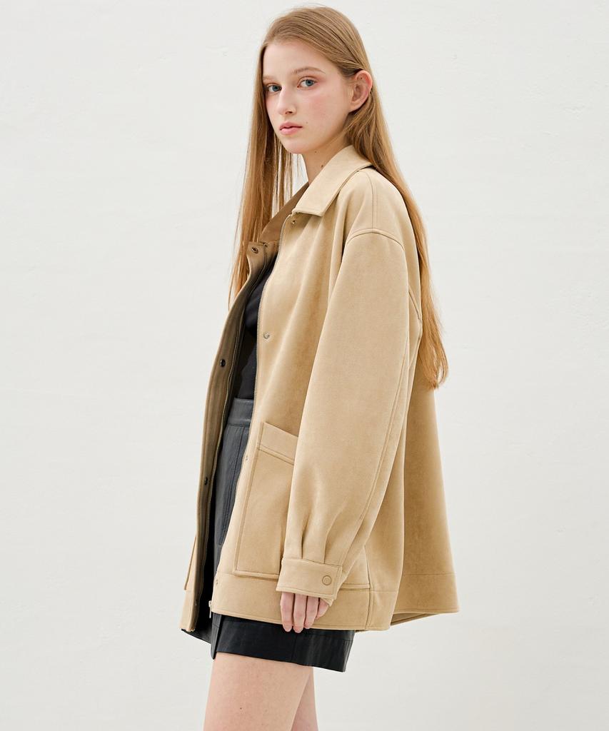 Olive Des Olive Oversized Zip-Up Suede Jumper Oh6Sm1820