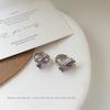 Light luxury purple ear clips without ear holes, niche design sense, high-end small and exquisite earrings, female mosquito coil disc earrings.