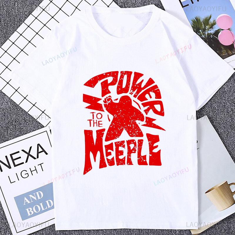 Power To The Meeple Funny Board Game Tshirt Casual Fashion Hip Hop Cotton Man T Shirt Breathe Summer Style Y2K Women T-shirt