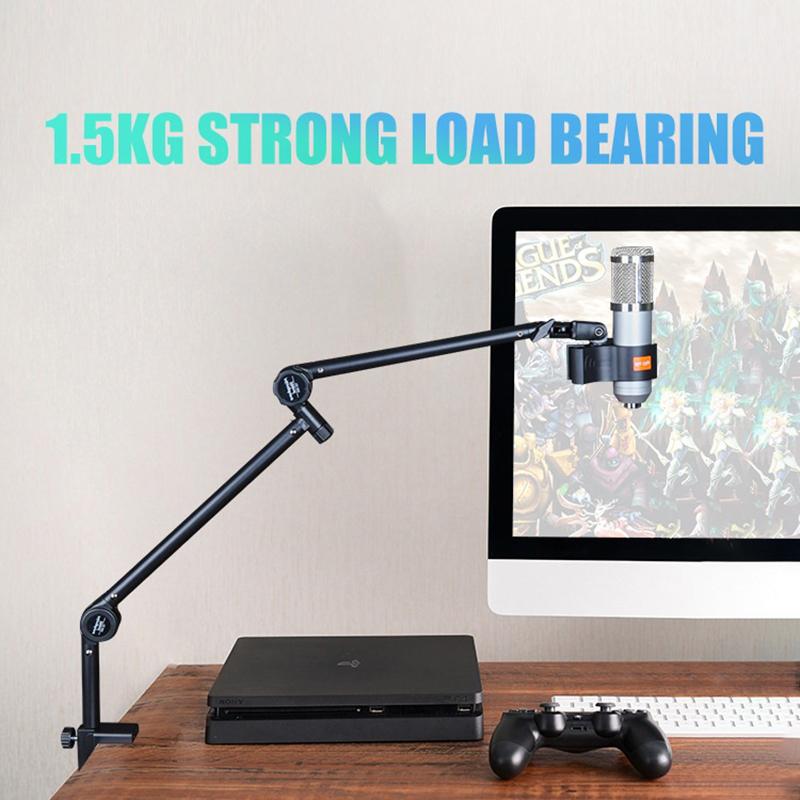 Stojak na ramię mikrofonowe biurkowy regulowany uchwyt na mikrofon do gamingu, podcastingu, streamingu, nagrywania, mikrofon z przedłużonym wysięgnikiem