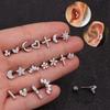 Titanium Stainless Steel Zircon Crown Twist Ball Earrings for Piercing