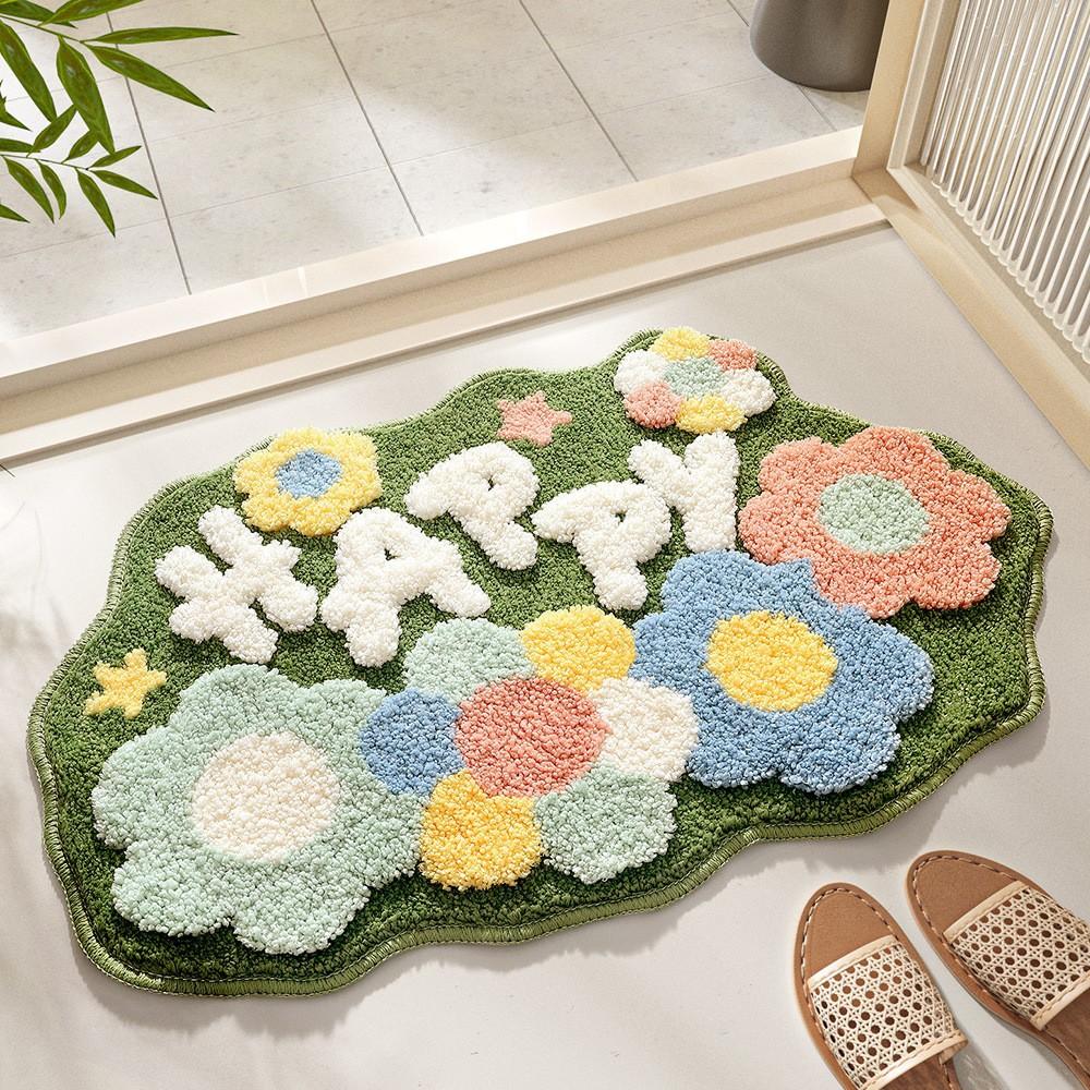 Ins Style Fresh Home Imitation Cashmere Absorbent and Anti Slip Floor Mat for Bathroom Entrance