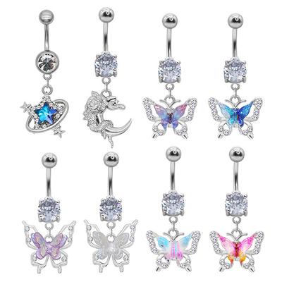 Delicate Temperament Belly Button Ring For Women Girls Trendy Butterfly Sexy Navel Rings Body Piercing Jewelry Gifts