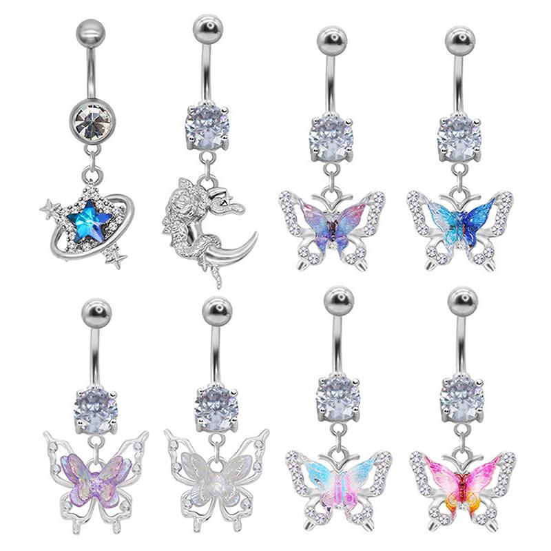 Anneau de nombril Tempérament Délicat Pour Femmes Filles Tendance Papillon Sexy Anneaux de Nombril Bijoux Piercing Corporel Cadeaux