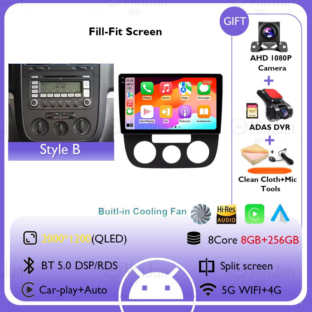 2K Screen Android 14 Car GPS Radio Multimedia For Volkswagen Jetta 5 2005 - 2010 Car Radio Multimedia Video Player Navigation