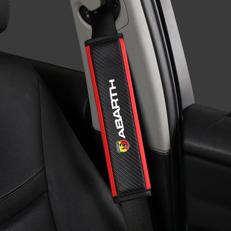 2pcs Car Safety Shoulder Cover Seat Belt Pad Strap Padding For Fiat Abarth 595 Abarth 500 Abarth 124 Spider Auto Accessories