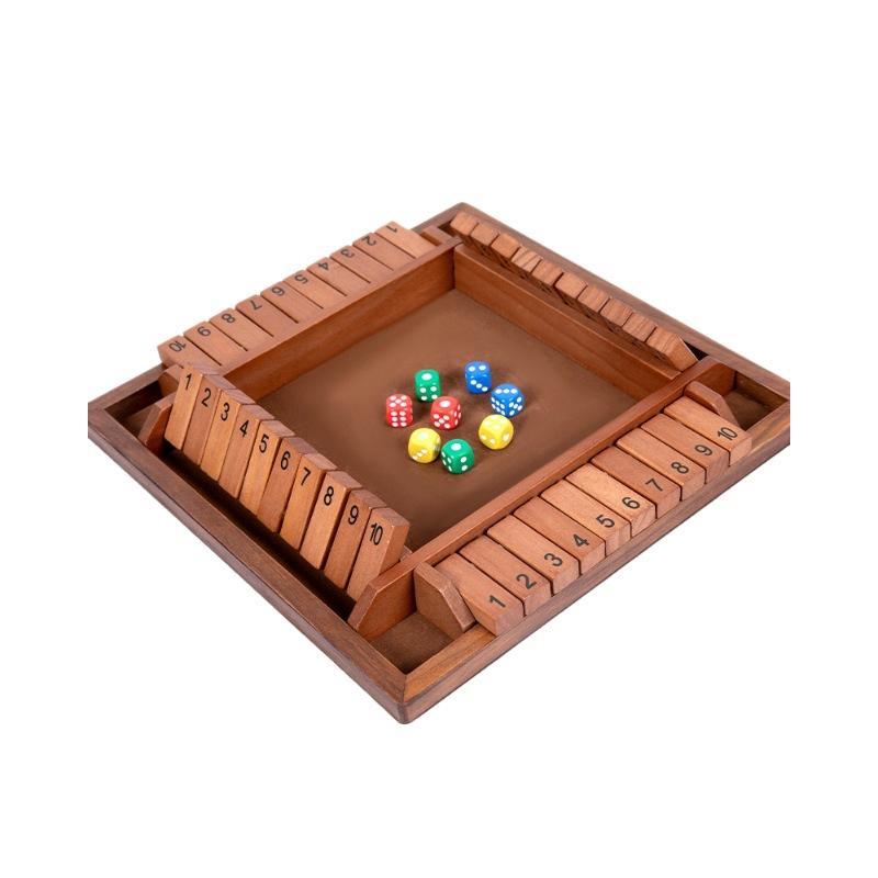 

Retro Colored Shut The Box Dice Board Game Wooden Flaps & Dices 4 Players Pub Bar Party Supplies Family Entertainment
