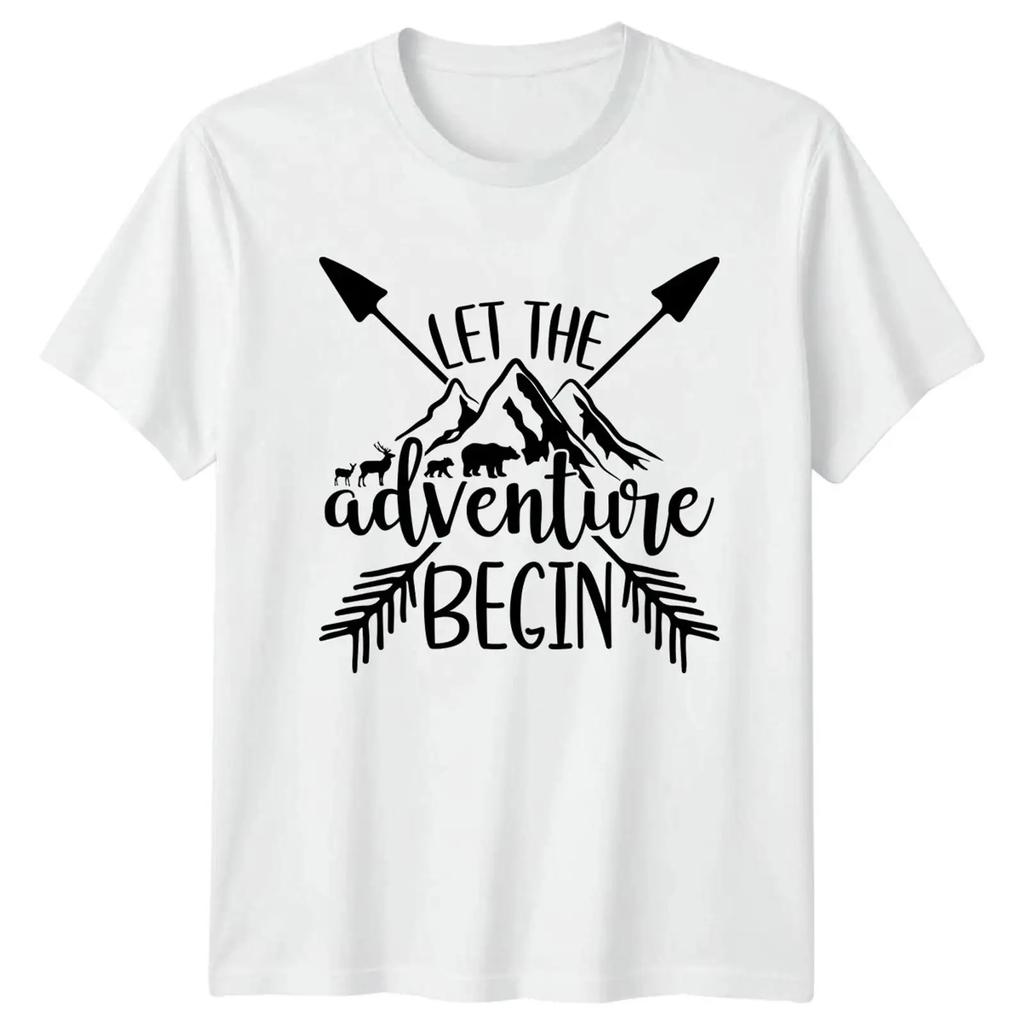 Let The Adventure Begin T Shirt Berg Outdoor Hiking Gift For Her And Him Vintage Comfortable Graphic Versatile