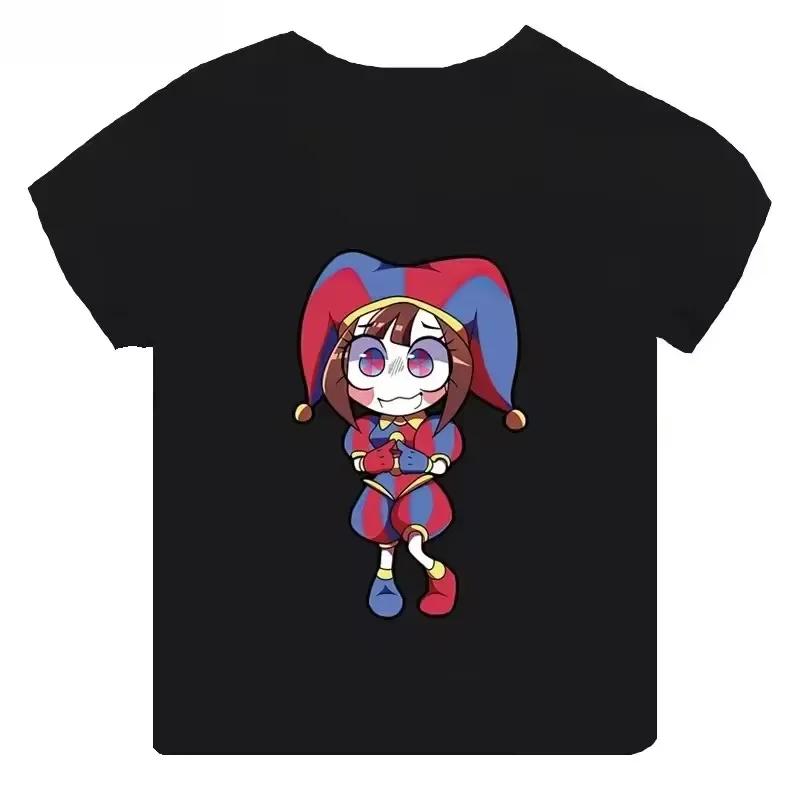 Summer Cotton Children T-Shirts The Amazing Digital Circus Short Sleeve Boy Girl Cartoon Pomni Baby Top Casual Kids Clothes Tees