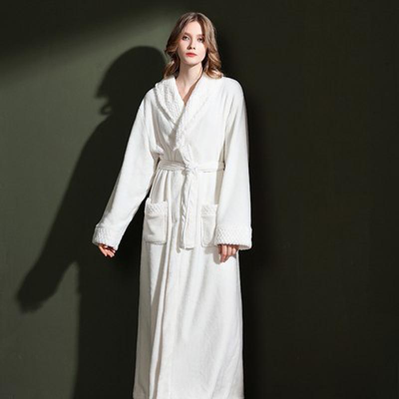Lounge Robes Comfortable and Elegant Fall and Winter Large Size Facecloth Couple Robe Bebe Velvet Splicing Thickening and Lengthening Simple Bathrobe