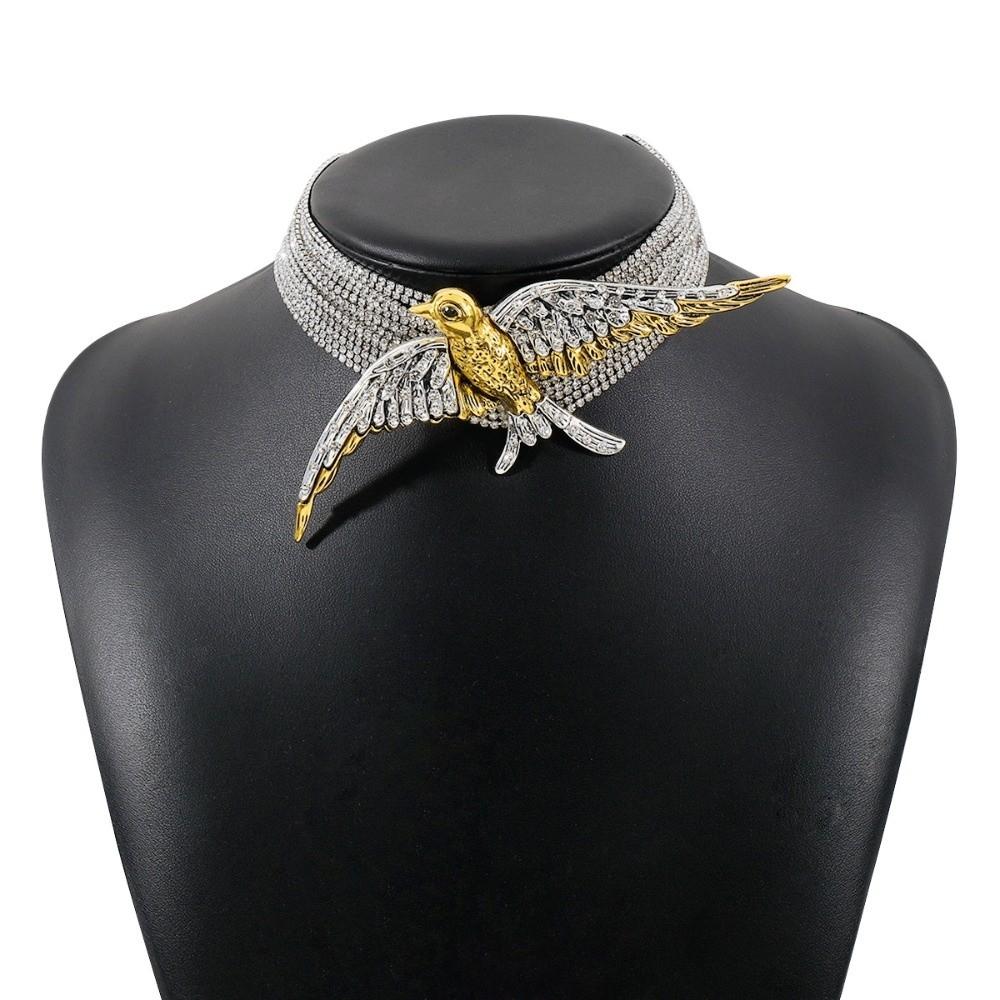 Exaggerated Swallow Necklace Metal Bird Swallow Choker Retro Flying Bird Necklace Style 1