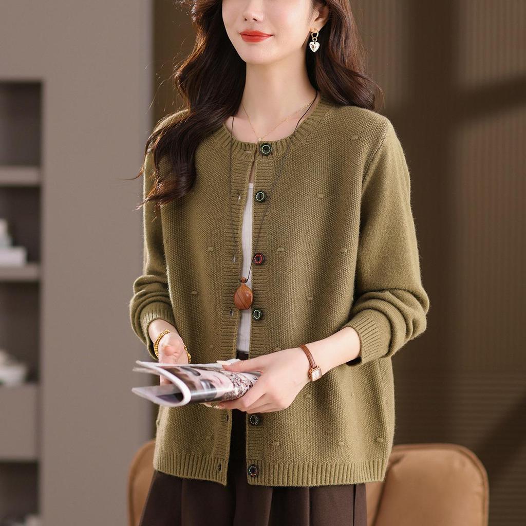 Plus Size Loose Slimming Sweater Coat - 2025 Autumn Fashionable Knitted Cardigan