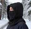 Unisex Zimní Kukla Pletená s Kapucí - Větruodolná Maska se Stahovací Šňůrkou, Pokrývka Hlavy pro Motocyklovou Jízdu Teplá Pletená Čepice do Chladného Počasí