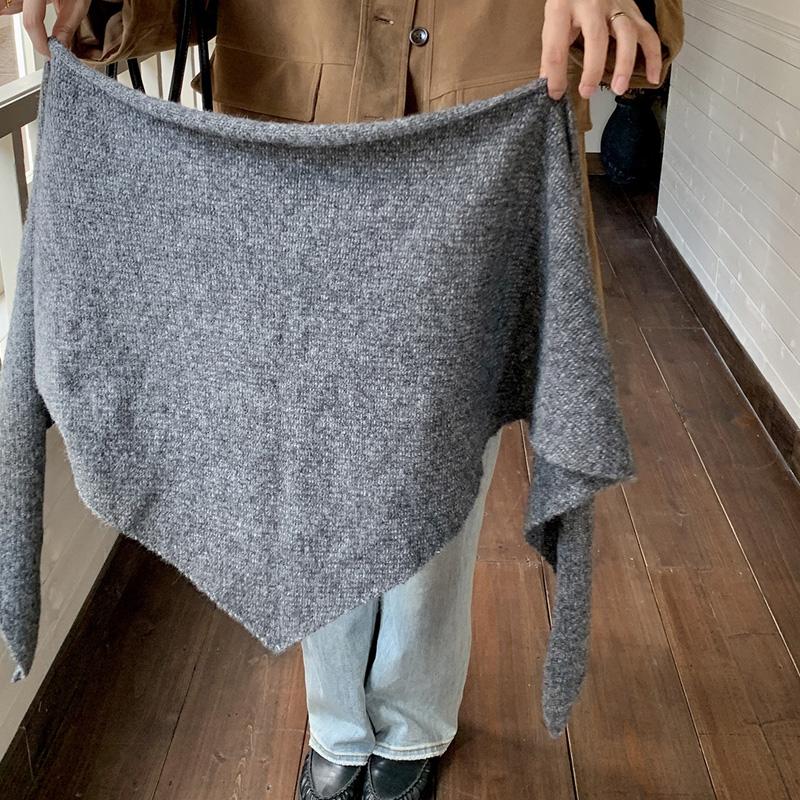 1Pc Triangular Scarf Warm Solid Color Soft Shawl Versatile Knit