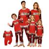 Family Matching Christmas Print Pajama Set Long Sleeve Neck Top and Pants for Women and Kids