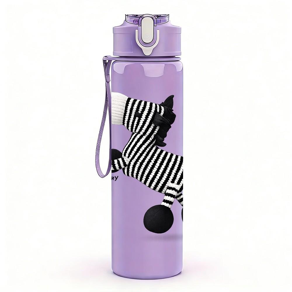 1PC Zebra Rocking Horse Toy Print 750ml Color Plastic Sports Water Bottle Leakproof Flip Straw Lid Suitable for Sports Office Home Use