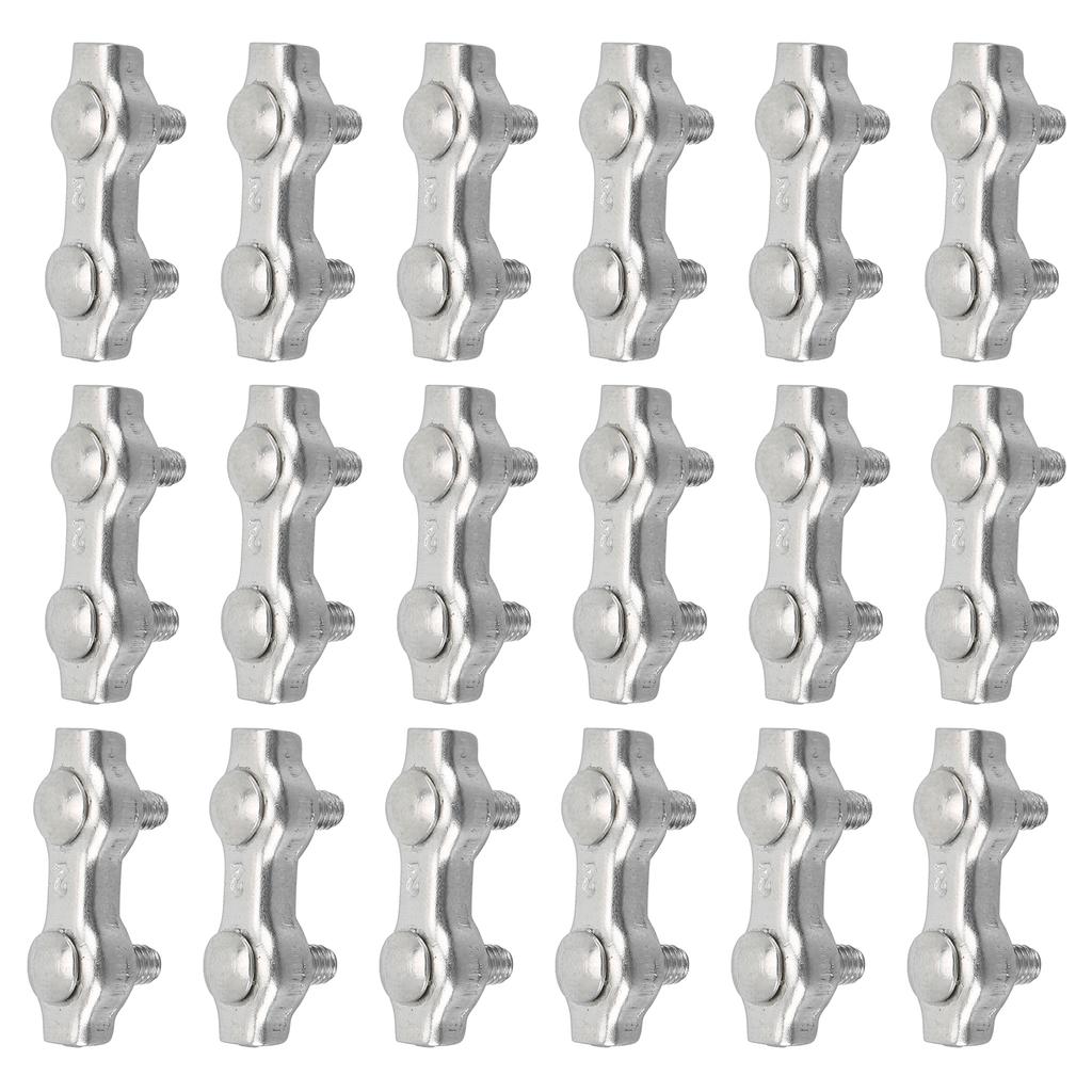 18pcs M2 Duplex Wire Rope Clip Cable Clamps Stainless Steel Duplex 2‑Post Cable Clamp
