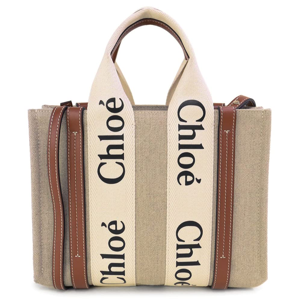 Chloe Woody Small Mini CHC22AS397I26 90U 2-Way Tote/Shoulder Bag, Bag, Beige/Brown, Women's, [Used]