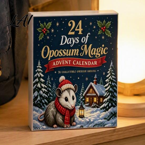 Christmas Advent Calendar 24 Days with 2D Flat Acrylic Possum Pendants Holiday Countdown Decorations Festive for Tree Decoration And Party