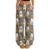Women's Casual Halloween Print Wide Leg Pants with Elastic Waist and Drawstring for Loose Fit