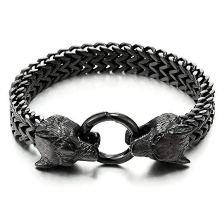 Fashion Gold Color Lion King Charm Bracelet for Men Rock Punk Wristband Jewelry Gift