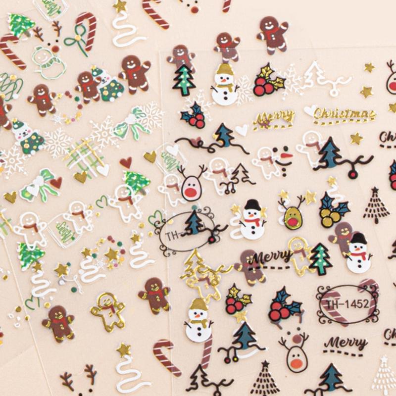 6 Sheets Snowflake Nails Art Stickers Tree Nail Decals Christmas Nail Stickers Nails Art Decorations Manicures Stickers