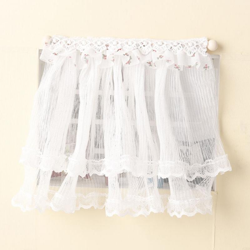 62KD 1:12 Dollhouses Miniature Lace Window Curtain Home Door Curtains Bedroom Furniture Decoration Toy Scene Decoration
