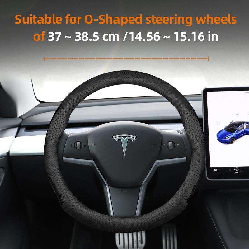 Geeignet für Tesla Ultra-Dünne Atmungsaktive Lederlenkradabdeckung Geeignet für Model 3 Y X S 2024